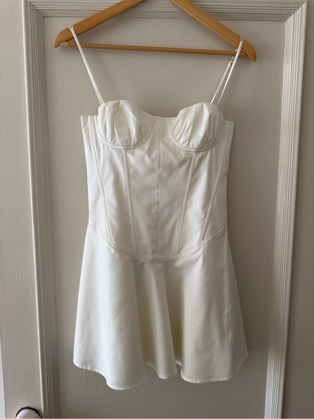 Camila Coelho Cream Bustier Mini Dress with Flared Skirt